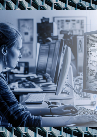 CAD-Zeichnerin am PC